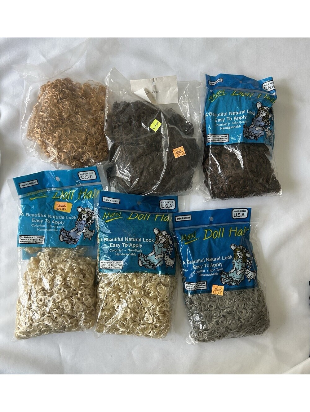 Lot Of 19 Full & Partial Bags Of Craft Doll Hair Wigs Various Colors & Textures - Picture 2 of 5
